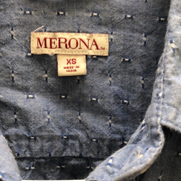 Merona | Women's Swiss dot button front long sleeve shirt - Picture 8 of 11